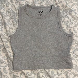 SO Gray Ribbed Crop Top